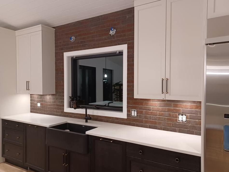 Kitchen with Red Brick Veneer